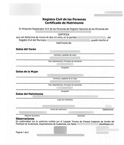 Marriage certificate 